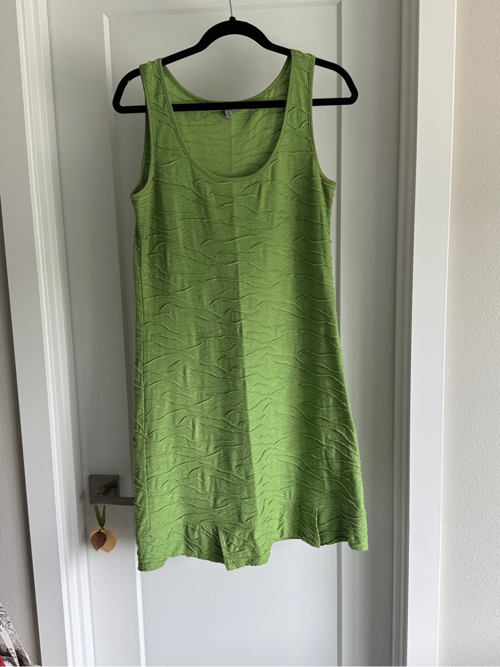 Green Textured Sleeveless Tank Dress
